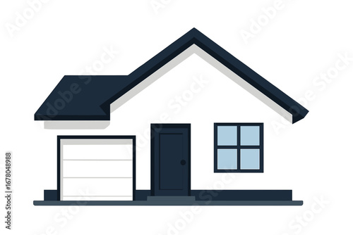 Modern minimalist house design with clean lines and inviting windows, perfect for real estate and architectural concepts