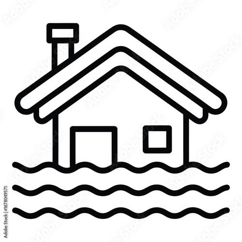 House submerged in water flood disaster climate change natural disaster insurance property damage 96 char  vector silhouette