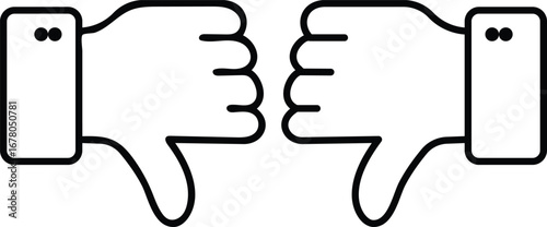 Thumbs down icon for negative feedback, poor rating, and customer dissatisfaction, transparent background