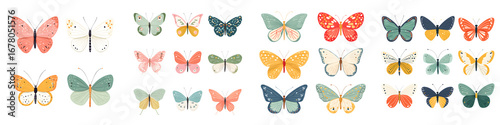 Wallpaper Mural Collection of Decorative Butterfly Illustrations on White Background Torontodigital.ca