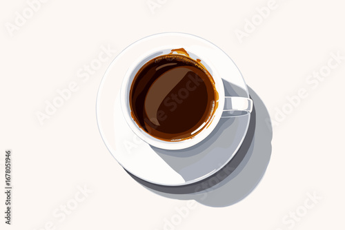 Rich, dark espresso steaming in a classic white cup and saucer, perfect for morning rituals or cafe ambiance