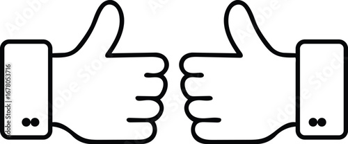 Thumbs up icon for customer satisfaction, positive feedback, and approval rating, transparent background