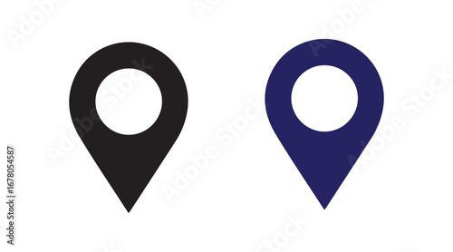 Black and Blue Pin Icons for Geolocation and Navigation  