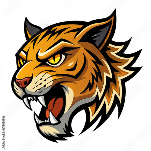 Wild Roaring Jungle Cat Logo for Aggressive Mascot Branding