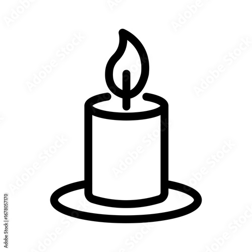 Relaxing Candle Line Icon of Sleep and Relaxation Icon Set