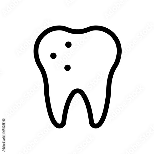 Cavity Tooth Line Icon of Dental Care Icon Set