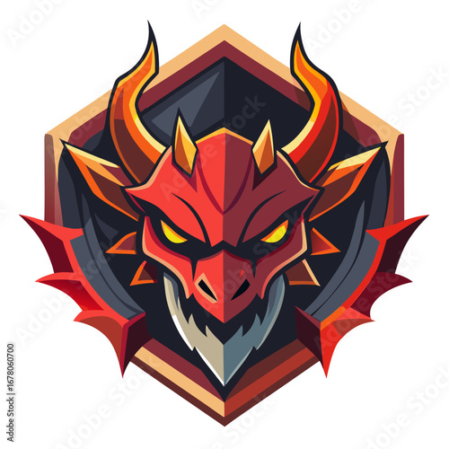 Molten Gradient Dragon Badge with Spiked Ridges for Intense Mascot Branding
