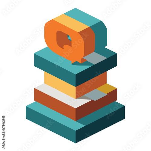 Stacked “QQ” Logo with Shared Base and Cutout Layering