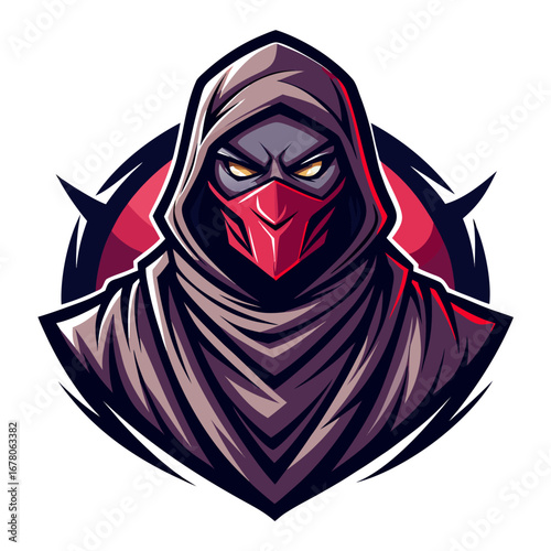 Shadowy Ninja Assassin with Gradient Tones and High-Contrast Lines