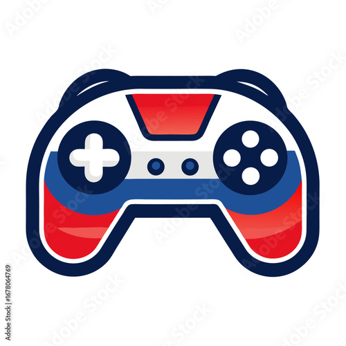 Glossy Gaming Controller Logo in Red-and-Navy Vector Palette