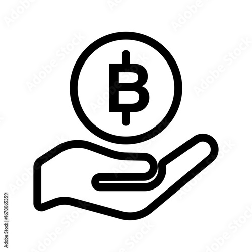 Receiving Bitcoin Line Icon of Investment and Cryptocurrency Icon Set