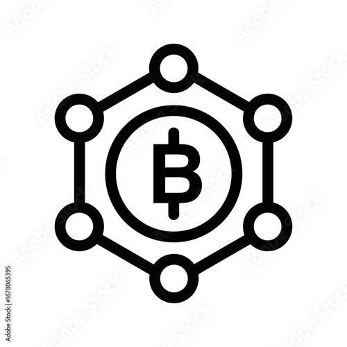 Blockchain Network Line Icon of Investment and Cryptocurrency Icon Set