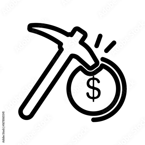 Crypto Mining Line Icon of Investment and Cryptocurrency Icon Set