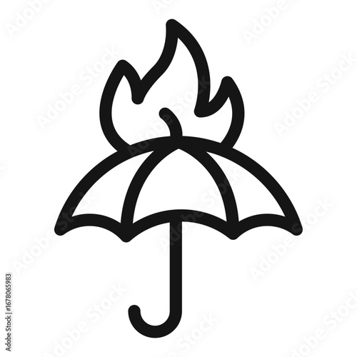 Fire Risk Insurance Line Icon of Risk Management Icon Set