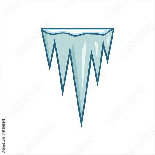 Cartoon Icicle Cluster Icon on White Background winter cold