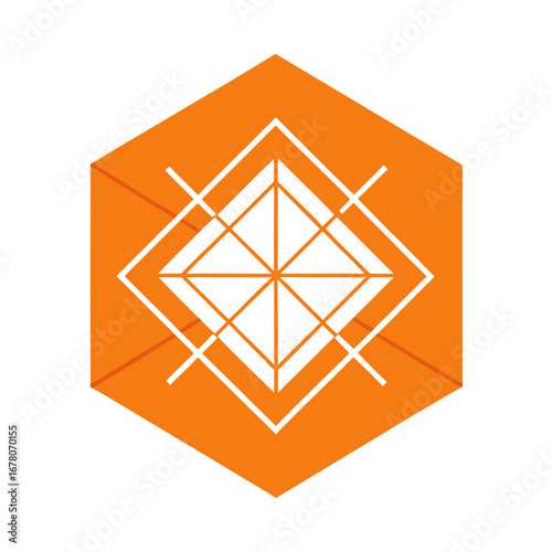 Minimal Geometric Tech Logo with Intersecting Figures on Orange Background