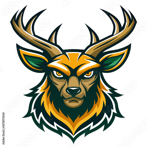 Proud Vector Stag Logo with Smooth Contours and Bold Mascot Face