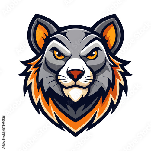 Stylized Rodent Head Logo with Bold Strokes and Confident Expression