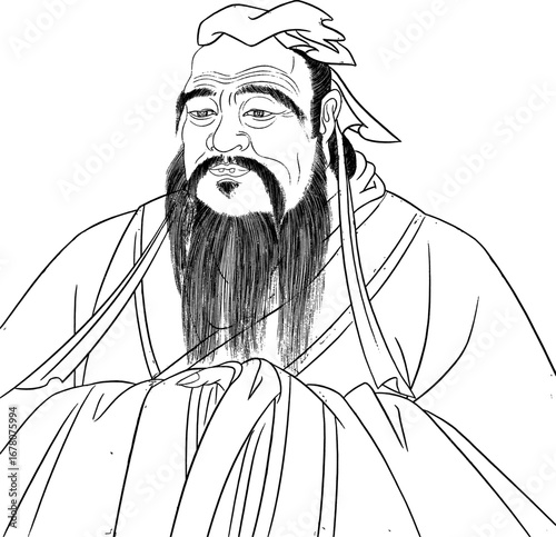 Portrait of Confucius, Ancient Chinese Philosopher
