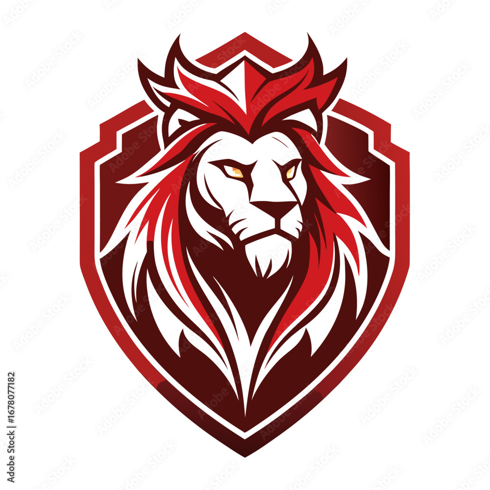 Fototapeta premium Abstract Lion Crest with Mane Swirls and Angular Minimal Form