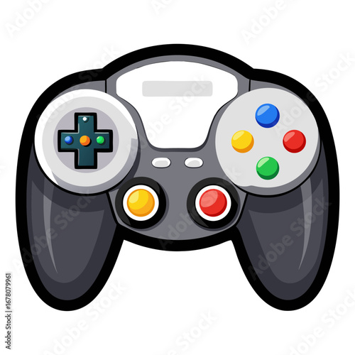Classic Gaming Controller with Modern Vector Polish and Bold White-on-Black Design