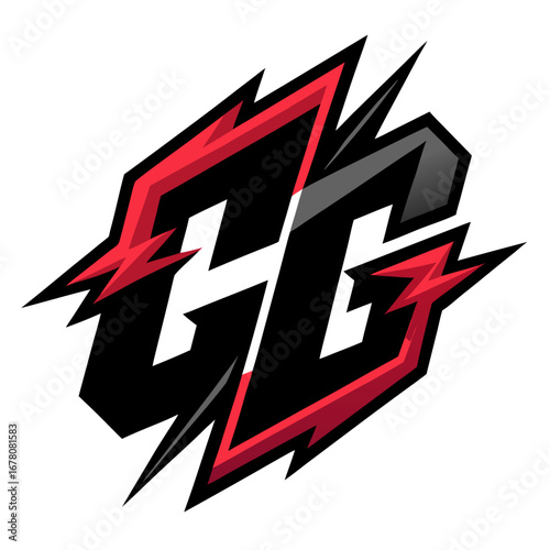 Aggressive “CG” Initials Logo in Thick Black Vector Style with Jagged Cuts and Diagonal Structure for Esports Branding