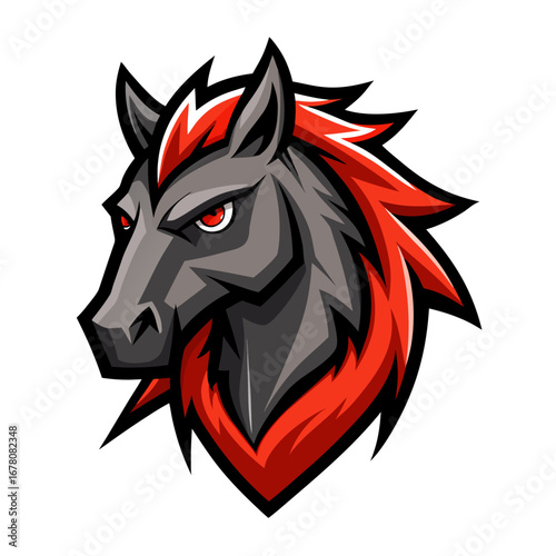 Wallpaper Mural Stylized Stallion Illustration with Intense Eyes and Spiked Mane Torontodigital.ca