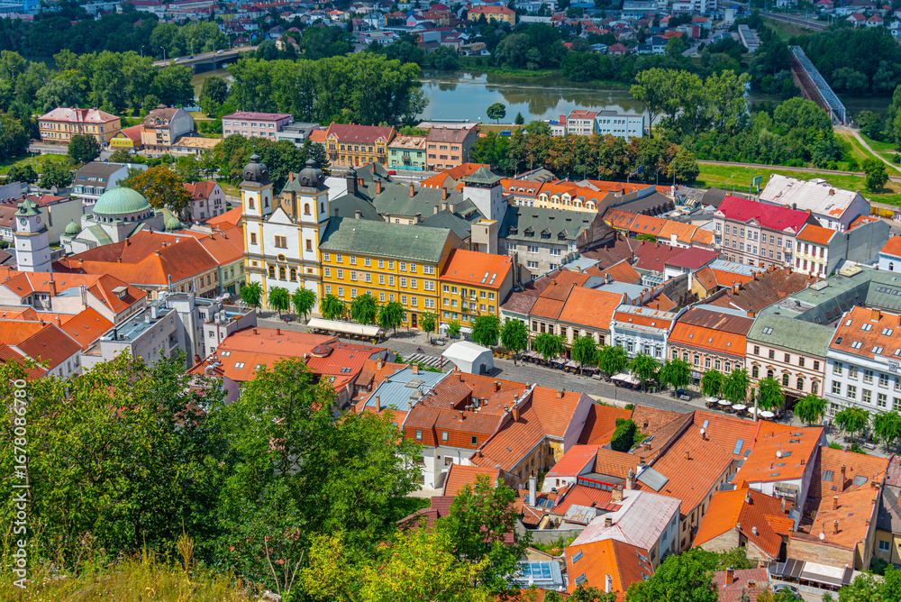 Obraz premium Panorama view of the peace square in Trencin, Slovakia