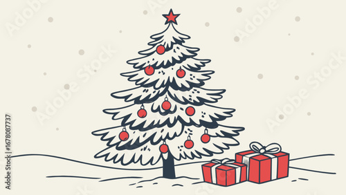 Christmas tree with gifts vector illustration holiday season christmas decoration christmas card design free download