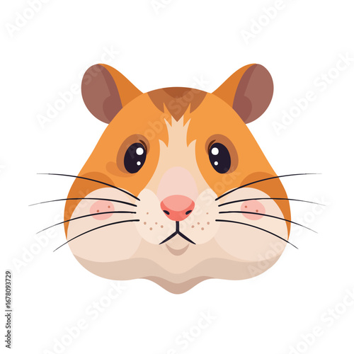 Illustration of a cute hamster head with brown and white fur.