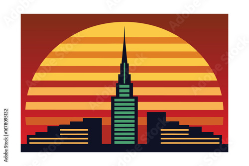 city skyline silhouette vector city travel architecture building tower icon 