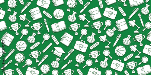 Hand drawn school supplies icon pattern illustration