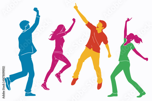 Silhouette of dancing people, party theme, vector illustration