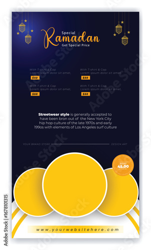 Editable Instagram story ads template for Ramadan Kareem special Fashion sale offer advertisement, Islamic festival and eid offer square flyer poster for social media design