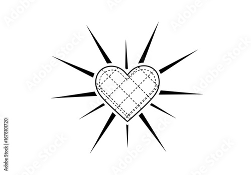 Artistic heart design with radiant spikes symbolizing love and energy bursting forth creatively