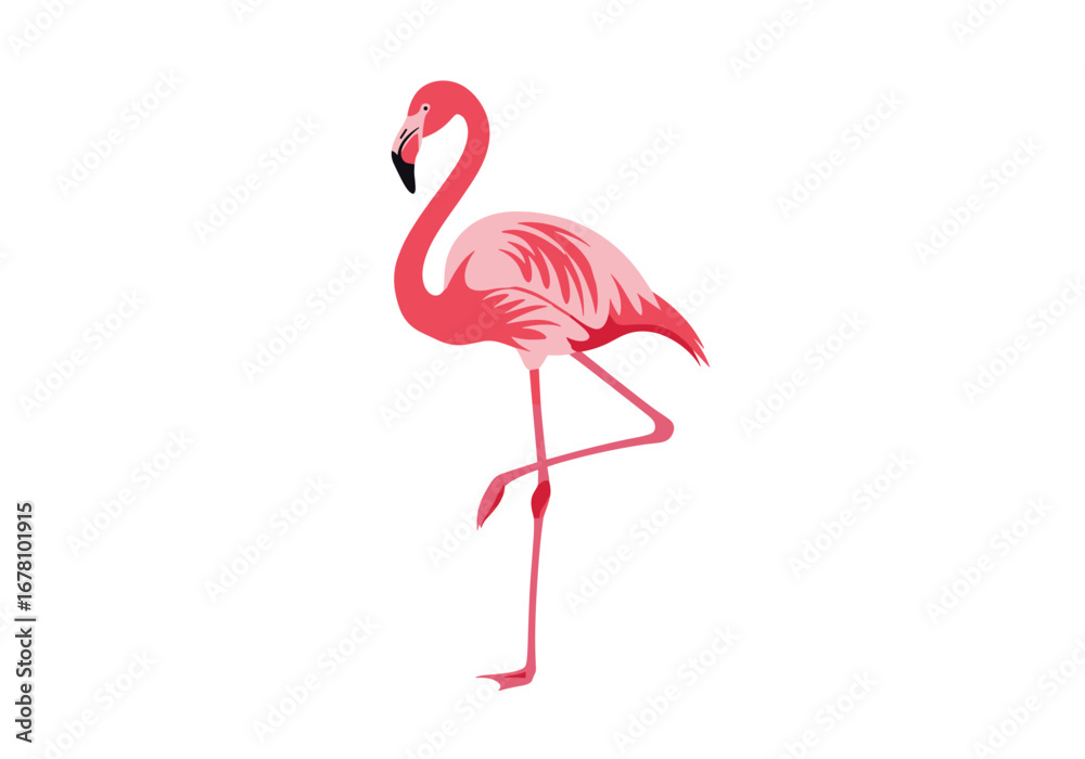 Obraz premium A majestic pink flamingo standing gracefully on one leg in a tropical paradise