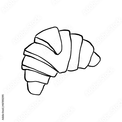 Croissant illustration, Croissant sketch, Croissant on white background