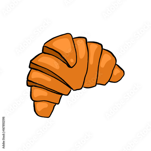 Croissant illustration, Croissant sketch, Croissant on white background