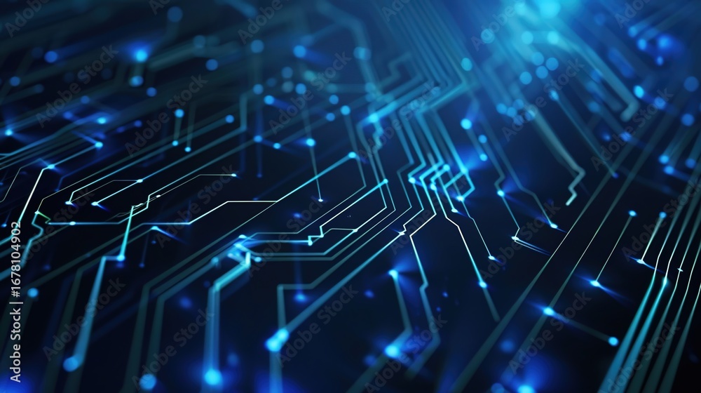 Fototapeta premium Immersive Technology-Themed Backgrounds: Elevating Digital Spaces with Dynamic Blue Lines—Blending Futuristic Aesthetics, Functional Design, and Visual Cohesion for Screens, Presentations, and Creativ