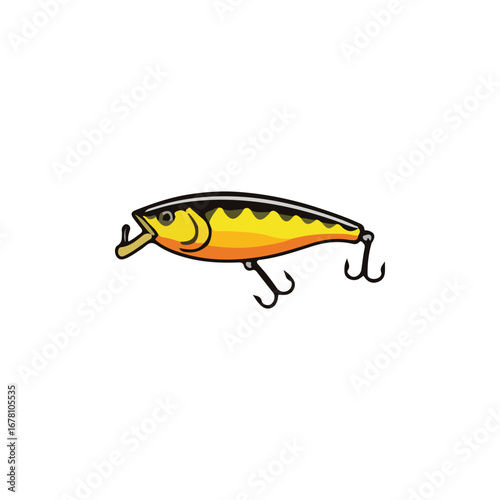 Colorful cartoon illustration of a fishing lure.