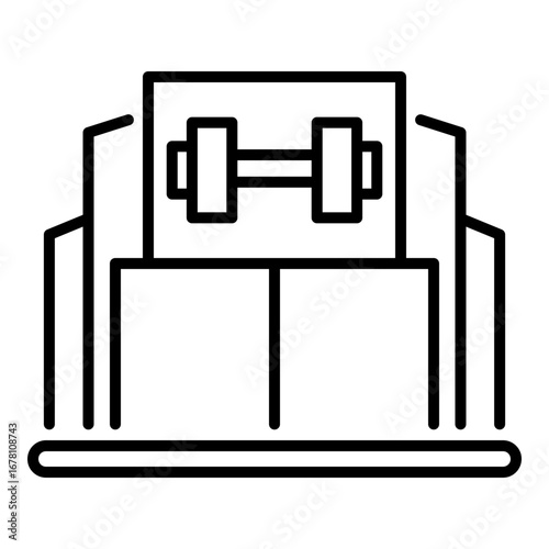 Fitness center icon, representing gym and training center. 