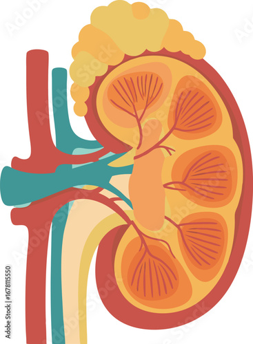 Human Adrenal Gland Anatomy Illustration – Medical Vector Design