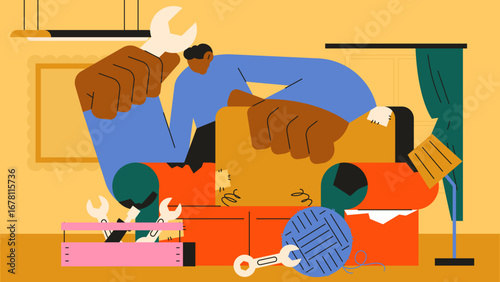 vector illustration handdrawn about DIY Repari Culture Illustration