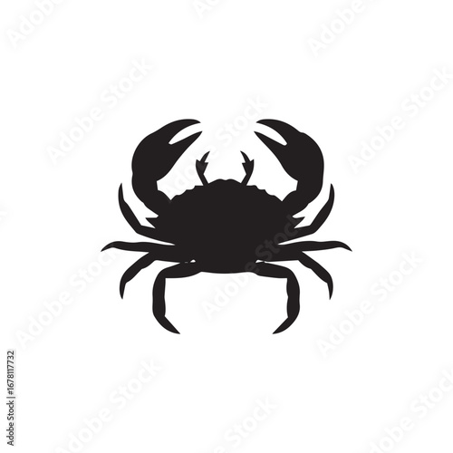 Silhouette of a crab, displayed in solid black against a white background.