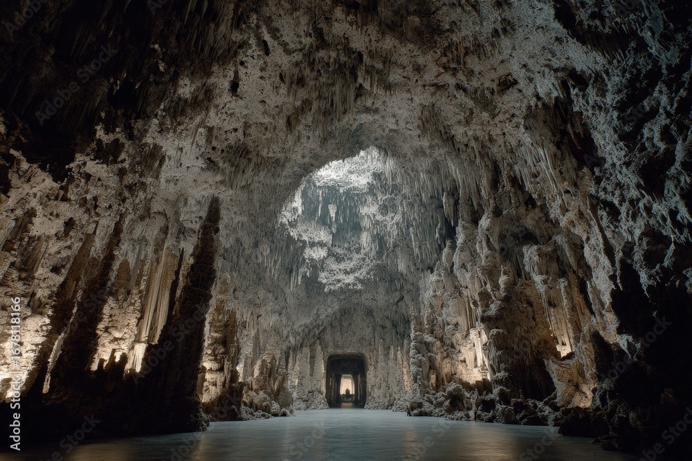 Obraz premium Digital Cave Interior With Geometric Pattern