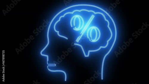 Wallpaper Mural human brain head icon and percent icon with neon effect Torontodigital.ca
