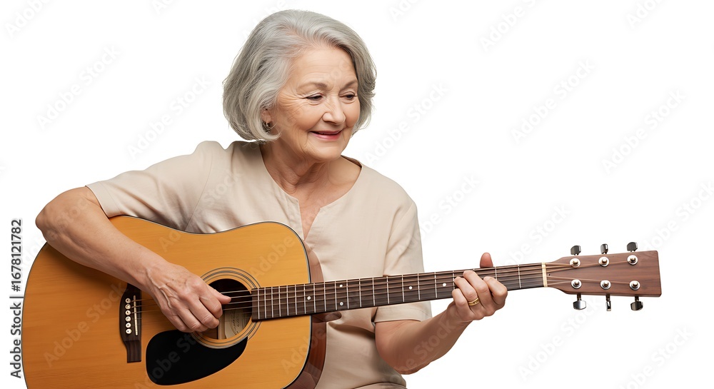 Fototapeta premium Senior Woman Enjoying Guitar Music
