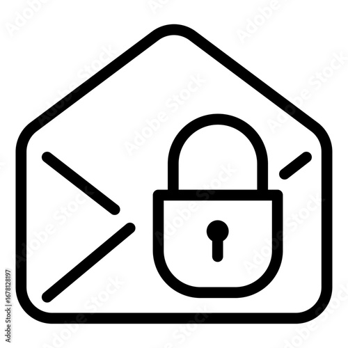 Secure Email Line Icon of Cybersecurity and Data Icon Set