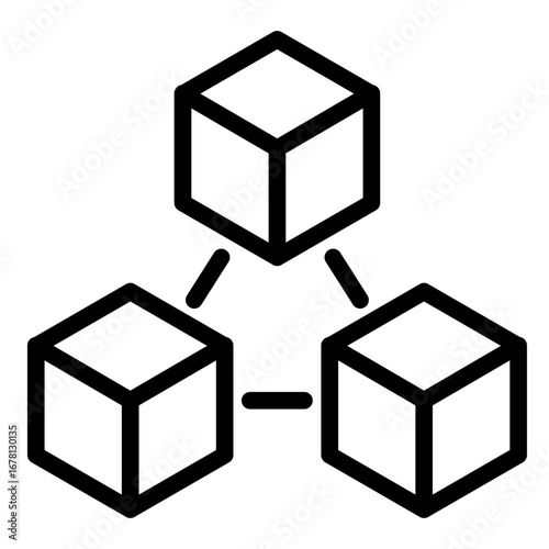 Blockchain Network Line Icon of Blockchain and Smart Contracts Icon Set
