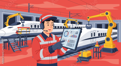 Modern rail transport maintenance with technology integration and operator oversight